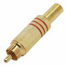 Plug Especial Rca Dourado Vermelho Com Mola 6,00 Mm - PC / 10