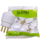 Plug Macho com 3 Pinos Tomada 20a com Prensa Cabo para Extensão Branco Kit 10 unidades