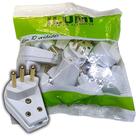 Plug Macho com 3 Pinos Tomada Gigante 10a com Prensa Cabo para Extensão Branco Kit 10 Unidades Plug Macho com 3 Pinos Tomada Gigante 10a com Prensa Cabo para Extensão Branco Kit 10 Unidades