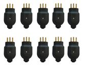 Plug Macho Preto 10A Pino Prensa Cabo 2P+T Voltim Kit 10 Uni Plug Macho Preto 10A Pino Prensa Cabo 2P+T Voltim Kit 10 Uni