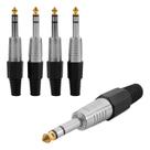 Plug P10 Stereo Ponta Gold - Kit 5 Conectores Pro Star Cable