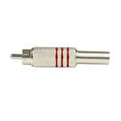 Plug RCA Metal EVUS com Mola Listras Vermelhas Macho C-074 Plug RCA Metal EVUS com Mola Listras Vermelhas Macho C-074