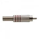 Plug RCA Niquelado Com Mola 3FX 5,8mm Vemelho Genérico - PCT / 10