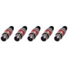 Plug Xlr Canon Fêmea Tipo Neutrik 3 Pinos Vermelho - Pacote Com 5 Peças
