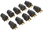Plugue de aterramento Leviton de 2 pólos e 3 fios, pacote com 10 unidades 3W101-E, preto