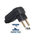 Plugue de tomada 10A 90 2 Pinos (2P) Reforçado com Cabo Prença - Preto