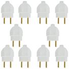 Plugue Pino Macho 2p 10A Maciço Com Inmetro Branco