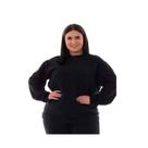 Plus Size - Blusa de Moletom Fechado em Tecido Flanelado Cor:PretoTamanho:XG