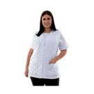 Plus Size - Colete/Jaleco em Oxford com Abertura Frontal e Detalhes em Bordado Inglês
