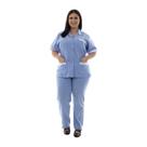 Plus Size - Conjunto de Calça e jaleco em Tecido Algodão com detalhes em bordado ingles para Copeira , Doméstica