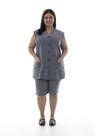 Plus Size - Conjunto de Colete com bermuda em algodão para copeira, arrumadeira, doméstica Cor:CinzaTamanho:XG