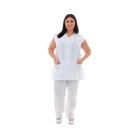 Plus Size - Conjunto de Colete e Calça em Oxford com Bordado Ingles para Copeira, Arrumadeira, Faxineira