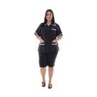Plus Size - Conjunto de jaleco e bermuda em Tecido Oxford para Copeira, Arrumadeira, Doméstica, Faxineira