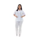 Plus Size - Conjunto de Jaleco e Calça em Oxford para Copeira, Faxineira Doméstica