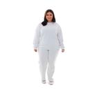 Plus size - Conjunto de Moletom com Blusa Fechada em Tecido Flanelado Cor:BrancoTamanho:M