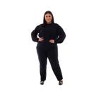 Plus size - Conjunto de Moletom com Blusa Fechada em Tecido Flanelado Cor:PretoTamanho:XG Plus size - Conjunto de Moletom com Blusa Fechada em Tecido Flanelado Cor:PretoTamanho:XG