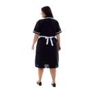 Plus Size - Kit 2 vestidos com avental e bordado ingles em Tecido Oxford para copeira,faxineira, arrumadeira Cor:PretoT
