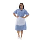 Plus Size - Kit com 2 Vestidos em Tecido Algodão Com Avental para Copeira, Arrumadeira, Doméstica Cor:AzulTamanho:M