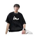 Plus Size M-8XL 2025 masculino retrô coreano estampado manga curta gola redonda camiseta solta Plus Size M-8XL 2025 masculino retrô coreano estampado manga curta gola redonda camiseta solta