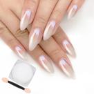 Pó para unhas Artdone White Pearl Chrome Iridescent Aurora