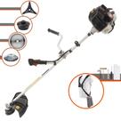 Podador de Grama À Gasolina Kawashima KW52-LE 52cc 2,5HP 10.000rpm Motor 2T Roçadeira Multifuncional Completa Com Carretel de Nylon + Faca 3 Pontas + Faca Circular 40 Dentes + Escova de Aço 38 Cerdas