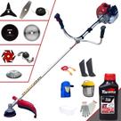 Podador de Grama Kawashima BCJ431L 2T 43cc 1,7HP Roçadeira Com Carretel e Faca 2 Pontas + Kit Faca 3 Pontas, Faca 6 Pontas, Faca 40 Dentes Vídea, Faca 80 Dentes e Trimmer + Escova + EPI + ÓLEO TOYAMA