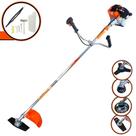 Podador de Grama Vulcan VR430S À Gasolina Motor 2 Tempos 43cc 1,7HP 10.000rpm Roçadeira Profissional Completa 4 Em 1 Com Carretel de Nylon + Lâmina Facão + Lâmina 3 Pontas + Escova de Aço 38 Cerdas