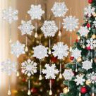 Poen 12 Piezas Adornos de Copos de Nieve de Arte con Diamantes para Navidad de 23 cm