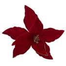 Poinsetia decorativa vermelha com bolinha dourada - 24cm
