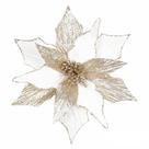 Poinsetia natalina decorativa dourada com glitter - 28cm