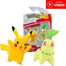 Pokémon Mini Bonecos Pikachu e Chikorita - Figuras de Batalha - Sunny 2675