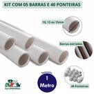 Poleiro Plástico Kit com 5 Barras + 40 Ponteiras Para Gaiolas de Pássaros