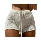 Poliéster100.00% Biquíni de malha com cordão oco e cintura aberta bloqueado shorts femininos