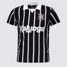 Polo Corinthians Retrô Kalunga Juvenil Preta e Branca