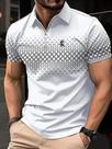 Polo De Golfe Masculino Casual De Verão Com Estampa 3D Em Poliéster Microelástico