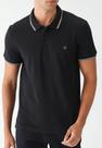 Polo Dudalina Masculina Preta com Friso Cinza