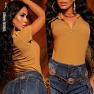 Polo Feminina Rhero Jeans Modelagem Acinturada-12028