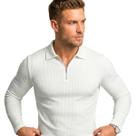 Polo Italiana Canelada Masculina Camisa Manga Longa Zíper Frontal Slim Fit Casual Confortável Polo Italiana Canelada Masculina Camisa Manga Longa Zíper Frontal Slim Fit Casual Confortável