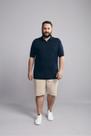 Polo Manga Curta com Zíper Comfort Básica - Azul Marinho