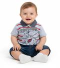 Polo Manga Curta para bebê nº 1 (9 a 12 meses) 100% algodão