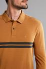 Polo Manga Longa Malha Slim Fit - Marrom Caramelo / Cinza Chumbo