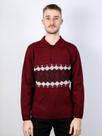 Pólo masculino com botão e jacquard