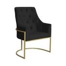 Poltona Vick Base Metálica Dourada Suede Preto - Belliv Decor