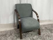 Poltrona 1 Lugar Braço Madeira Suede Cinza 605 México