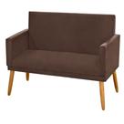 Poltrona 2 Lugares Simples para Sala Decorativa Suede Marrom Claro