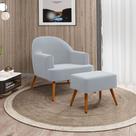 Poltrona Ágata com Puff Madeira Eucalipto Movellu Home