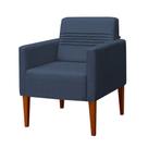 Poltrona Aila com Base Fixa de Madeira em Linho Due Decor