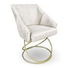 Poltrona Alana Suede Bege Base Luxo Dourado - Pallazio Poltrona Alana Suede Bege Base Luxo Dourado - Pallazio