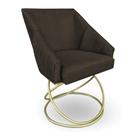 Poltrona Alana Suede Marrom Base Luxo Dourado - Pallazio Poltrona Alana Suede Marrom Base Luxo Dourado - Pallazio