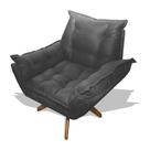 Poltrona Albany Sala De Estar Base Giratória Suede Cinza - Hellen Decor Poltrona Albany Sala De Estar Base Giratória Suede Cinza - Hellen Decor